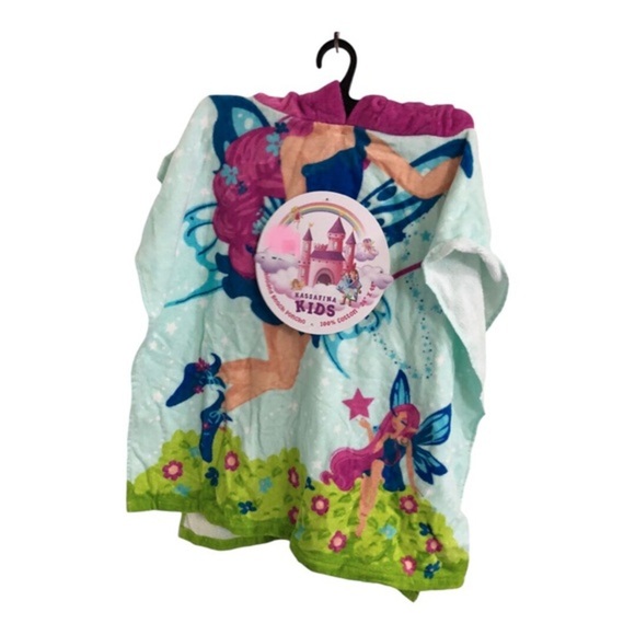Kids hooded pullover princess castle mermaid‎ print swim beach towel poncho new - Picture 1 of 10